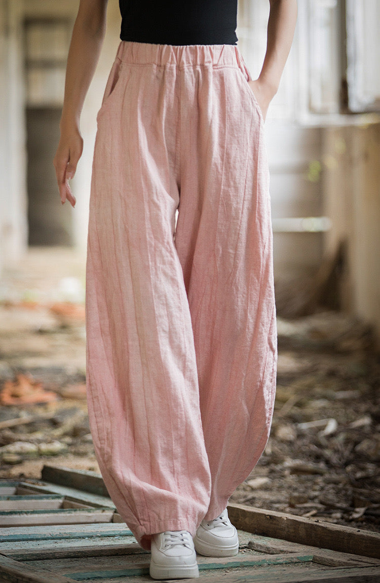 The Dao 道 of Zen Art Flow Pants • Straight Leg Pants • Tie Dye Folds • Linen Ramie Sunscreen Layer • Thick, Breathable, Durable