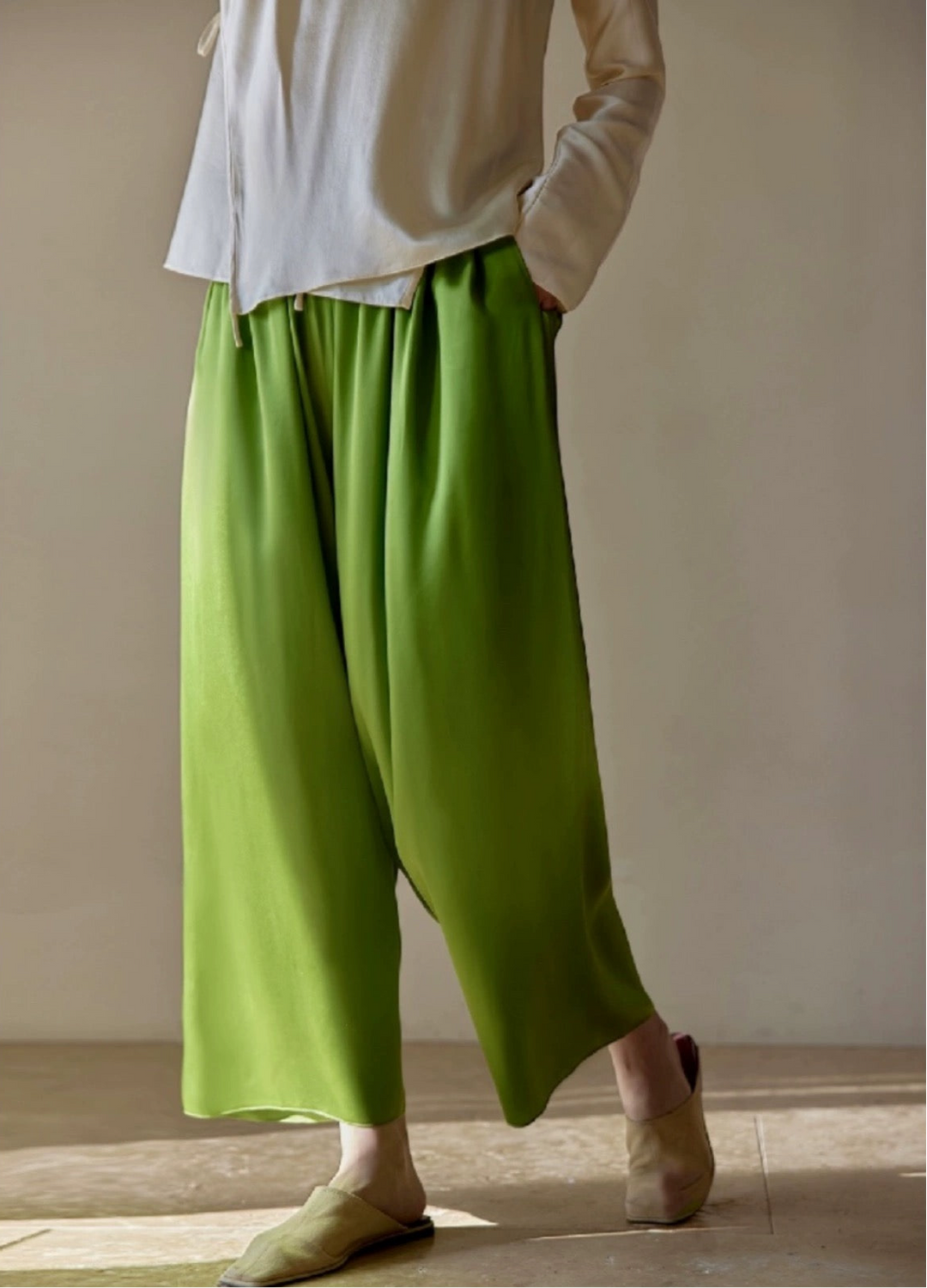 Tao One Tech™ Jade Flow Pants • Mulberry Silk • 6A Grade • Pre-Order • Art Haute Couture • Limited Edition