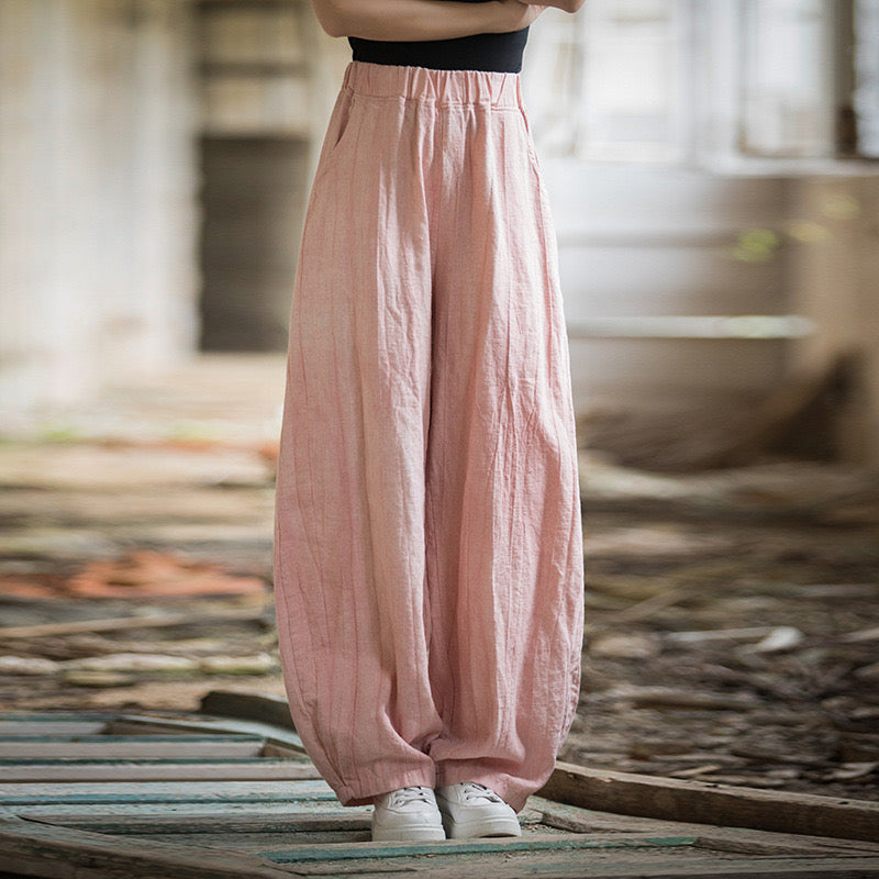 The Dao 道 of Zen Art Flow Pants • Straight Leg Pants • Tie Dye Folds • Linen Ramie Sunscreen Layer • Thick, Breathable, Durable