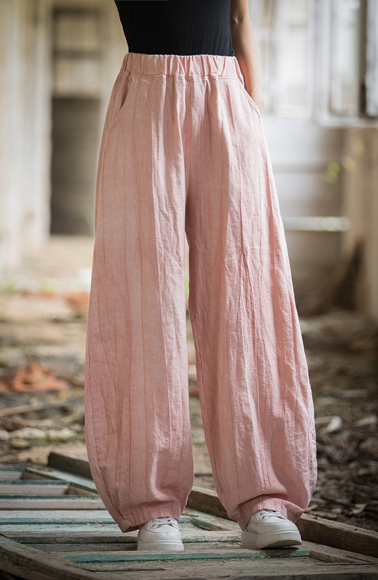 The Dao 道 of Zen Art Flow Pants • Straight Leg Pants • Tie Dye Folds • Linen Ramie Sunscreen Layer • Thick, Breathable, Durable