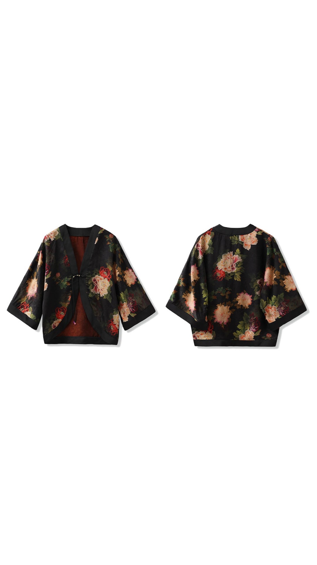 Tao One Tech™ • Zen Floral Kimono • Peony Jacquard Art • Silky • Flowy