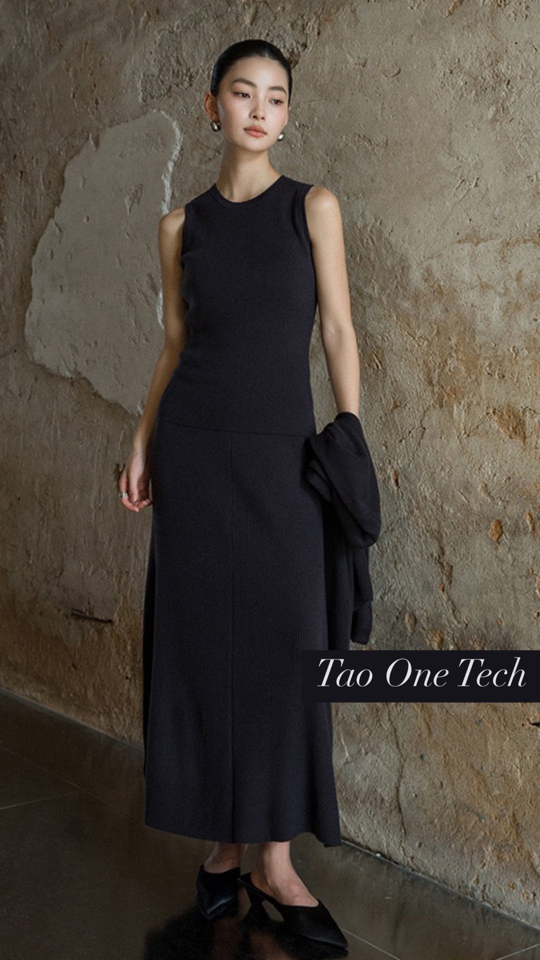 Tao One Tech™ • Zen Lotus Knit Skirt • High Waist • Mid-Length Hip Skirt• Breathable • Non-Itchy • Washable Wool Acrylic Blend