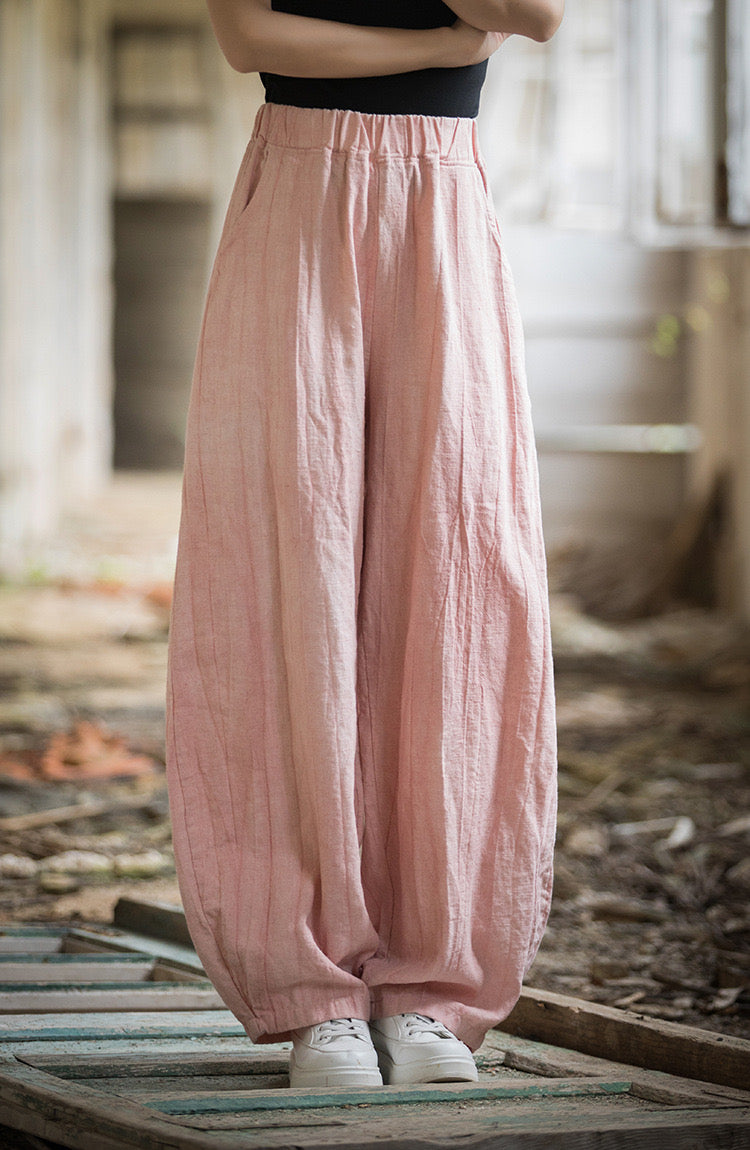 The Dao 道 of Zen Art Flow Pants • Straight Leg Pants • Tie Dye Folds • Linen Ramie Sunscreen Layer • Thick, Breathable, Durable