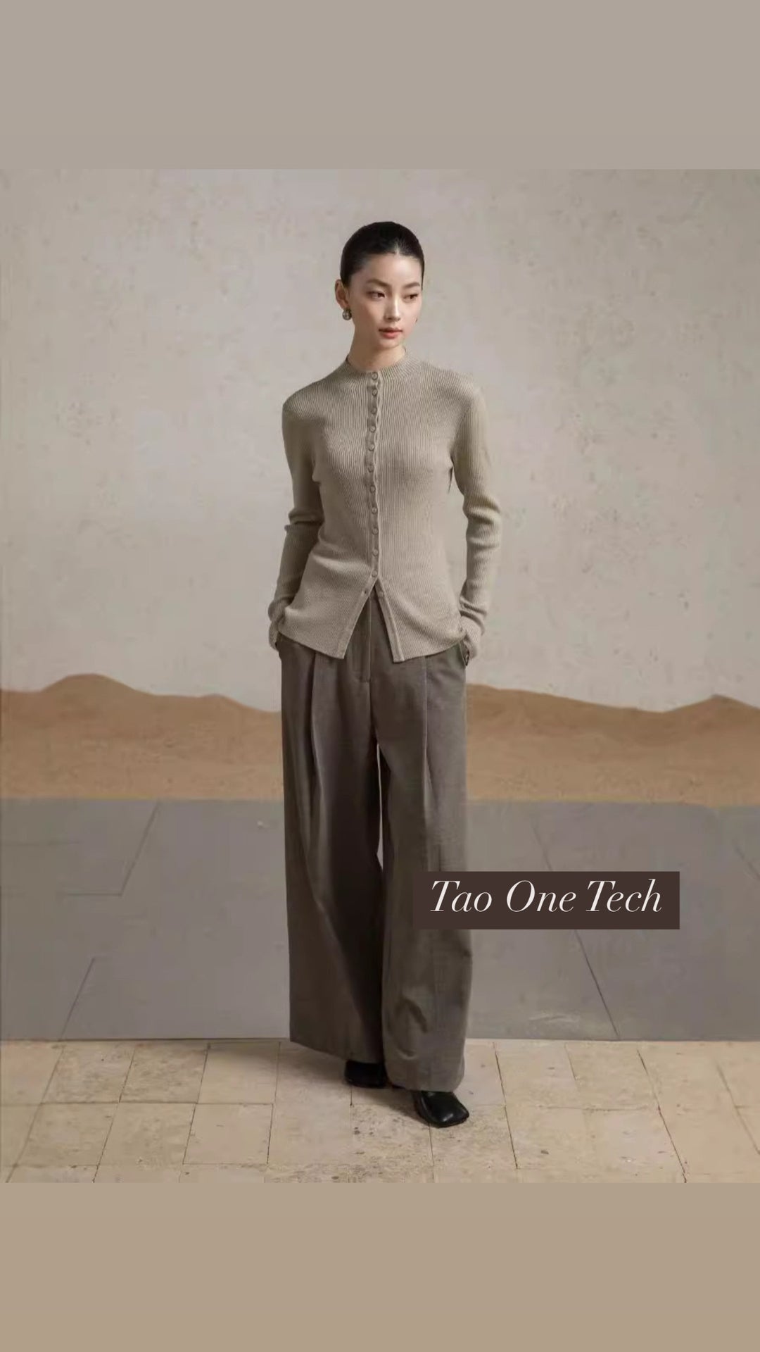 Tao One Tech™ • Zen Elegant Button-Up Sweater Cardigan • Breathable • Non-Itchy • Washable Wool Acrylic Blend