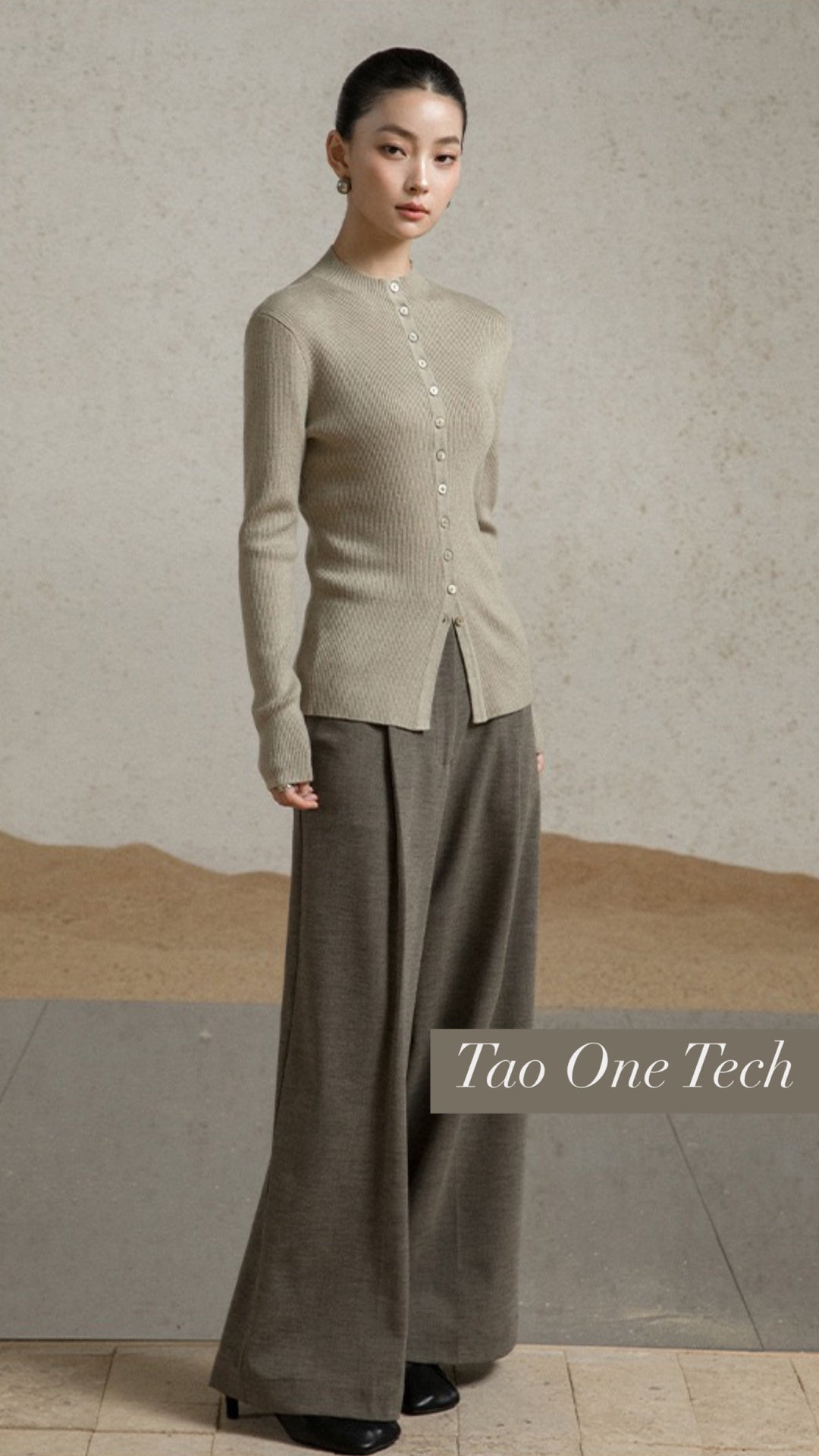 Tao One Tech™ • Zen Elegant Button-Up Sweater Cardigan • Breathable • Non-Itchy • Washable Wool Acrylic Blend