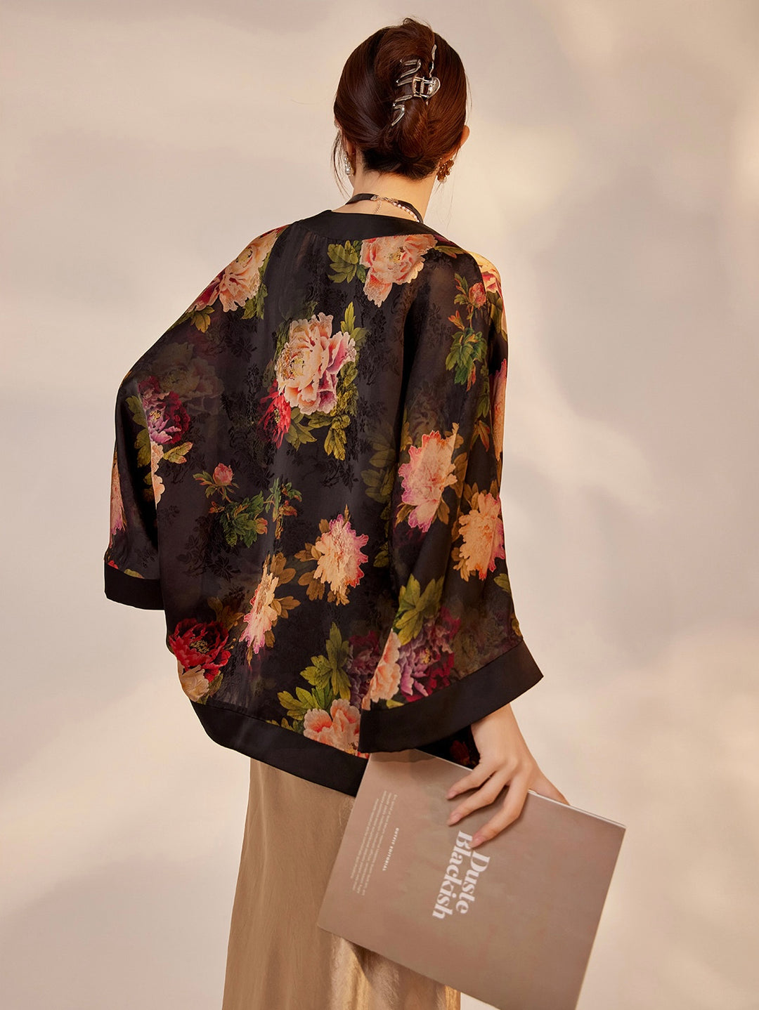 Tao One Tech™ • Zen Floral Kimono • Peony Jacquard Art • Silky • Flowy