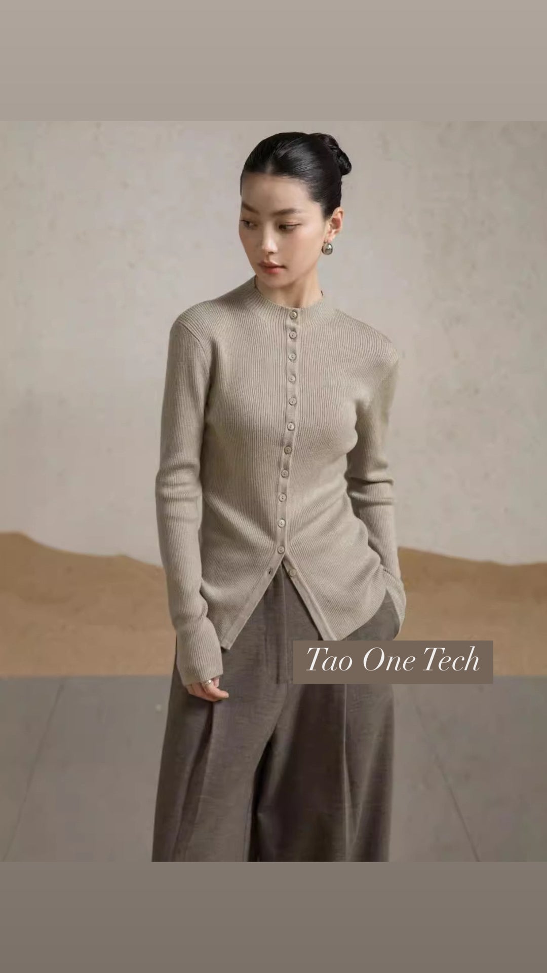 Tao One Tech™ • Zen Elegant Button-Up Sweater Cardigan • Breathable • Non-Itchy • Washable Wool Acrylic Blend