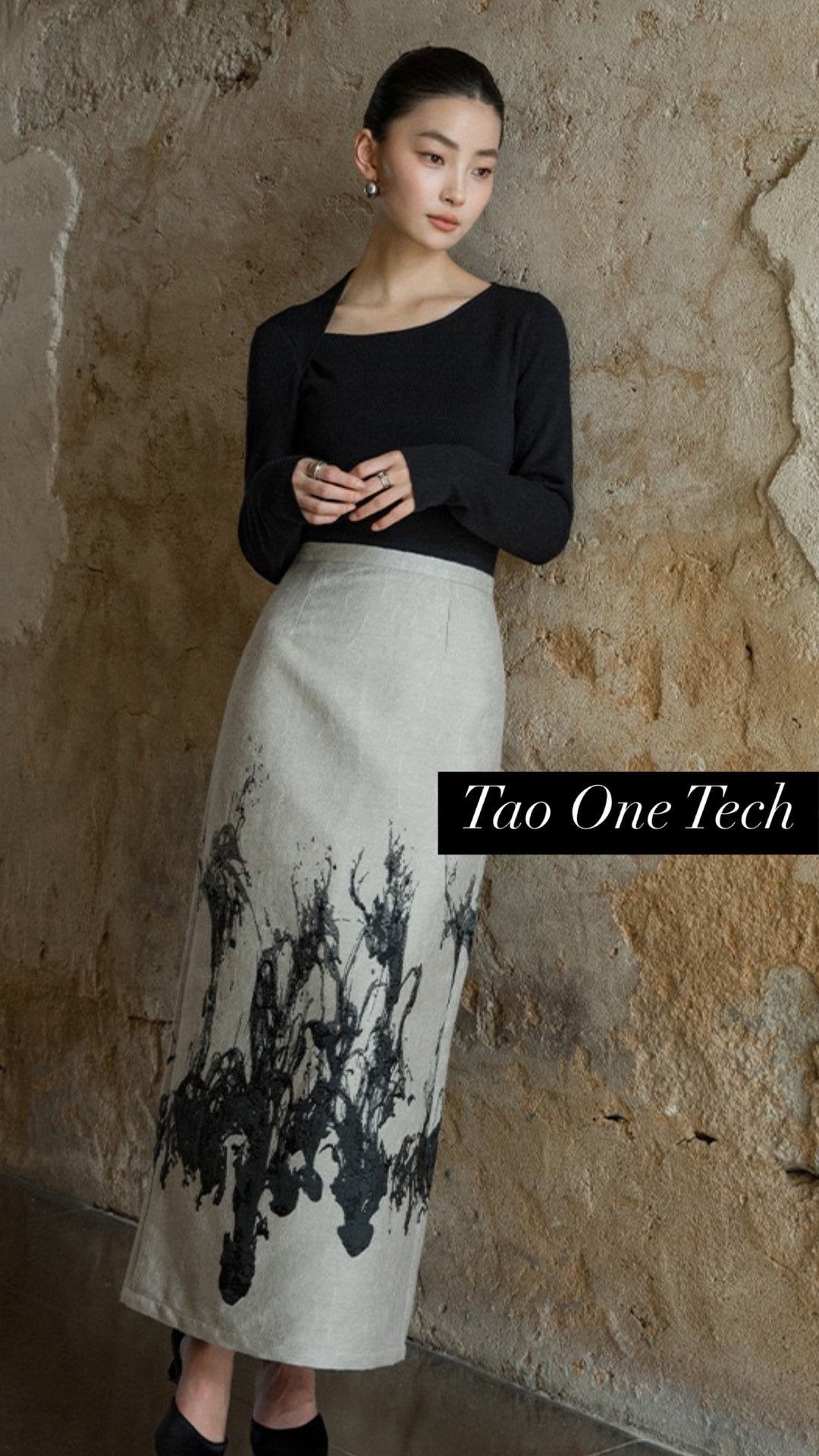 Tao One Tech™ • Zen Moon Crescent Sweater • Oblique Collar • Breathable • Non-Itchy • Washable Wool Acrylic Blend