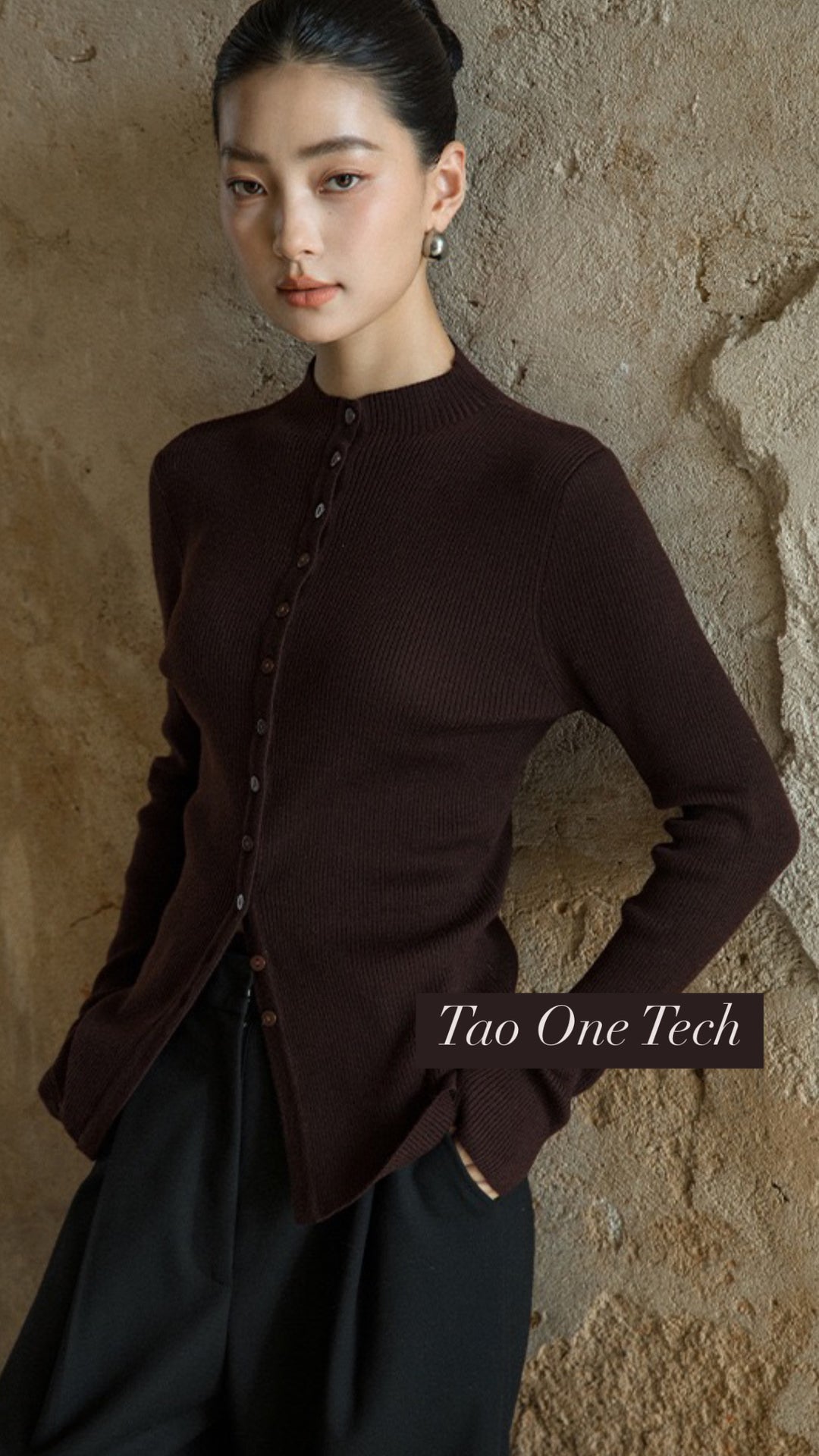 Tao One Tech™ • Zen Elegant Button-Up Sweater Cardigan • Breathable • Non-Itchy • Washable Wool Acrylic Blend