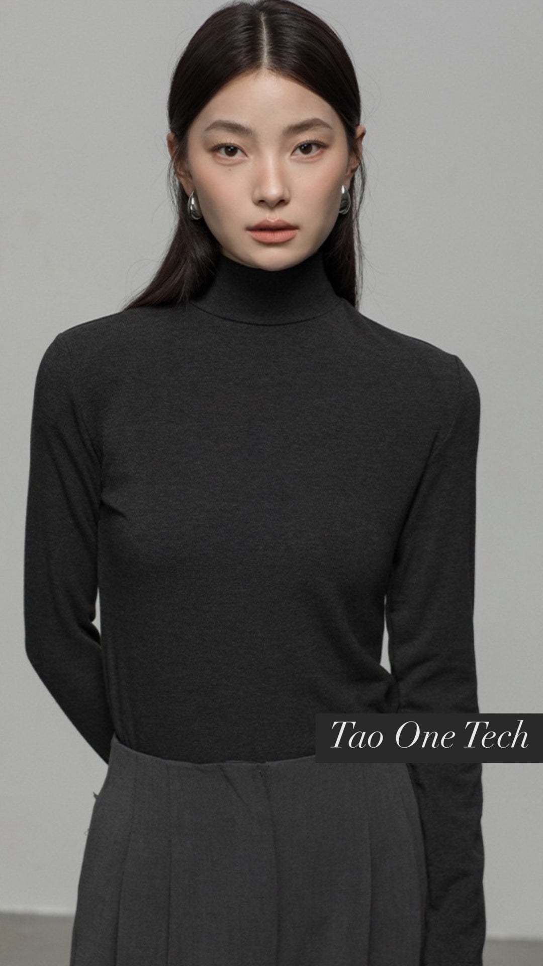 Tao One Tech™ • Zen Half Turtleneck Sweater • Soothing Washable Cotton Viscose Wool Knit • Breathable Thermal Qi Layering