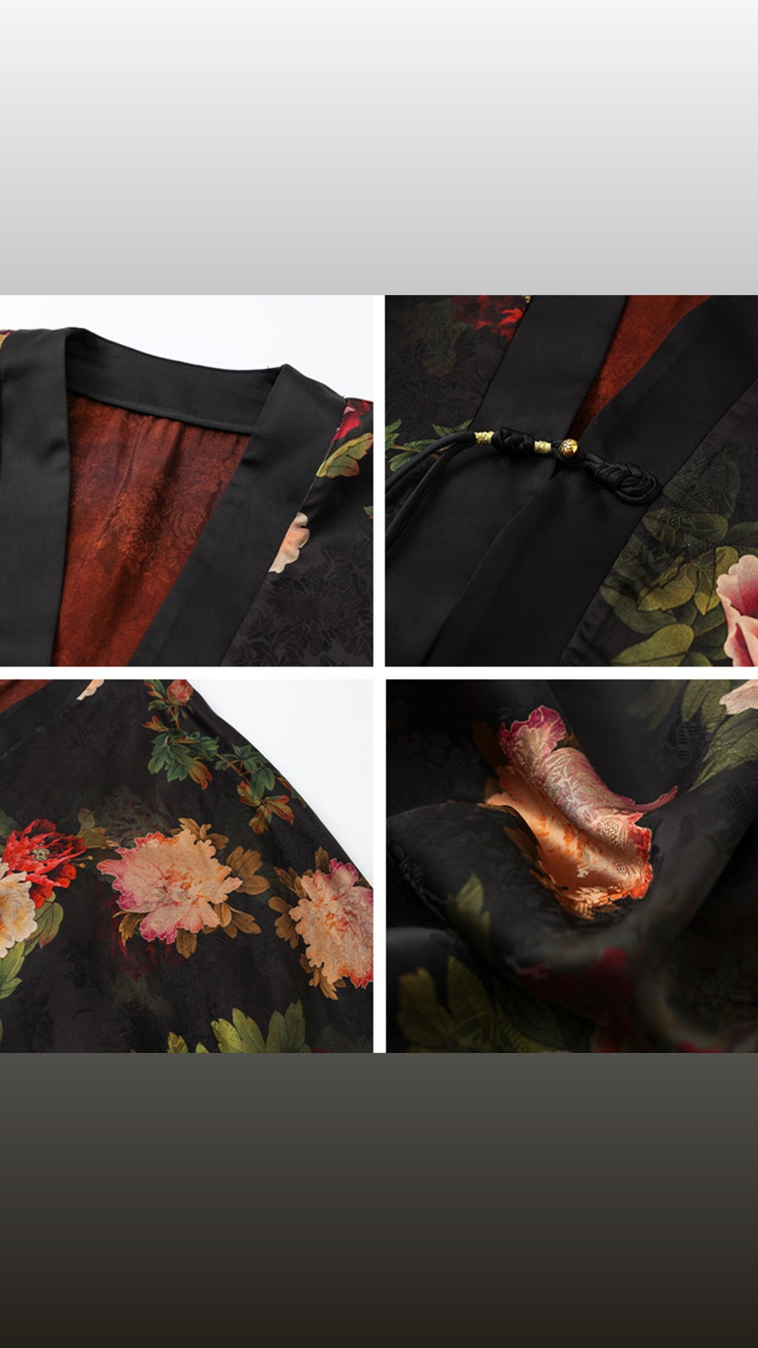 Tao One Tech™ • Zen Floral Kimono • Peony Jacquard Art • Silky • Flowy