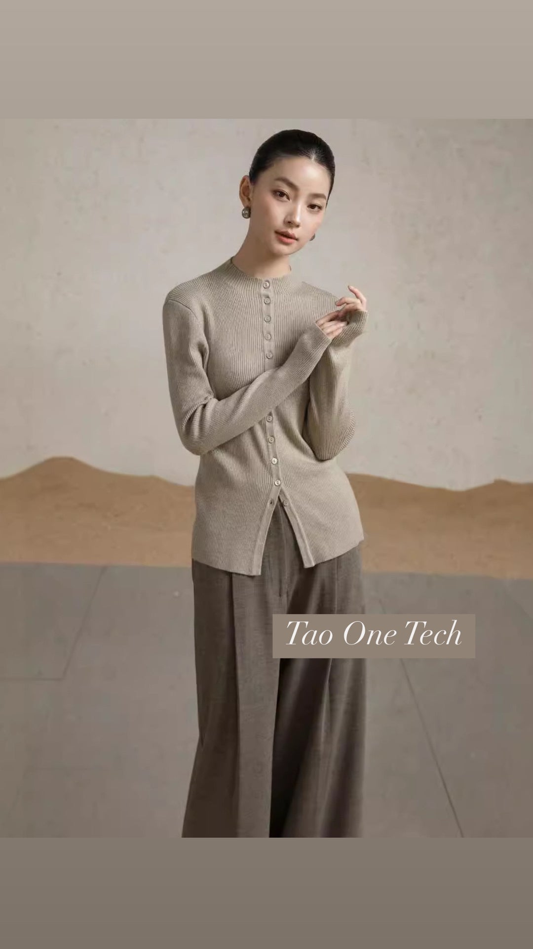 Tao One Tech™ • Zen Elegant Button-Up Sweater Cardigan • Breathable • Non-Itchy • Washable Wool Acrylic Blend