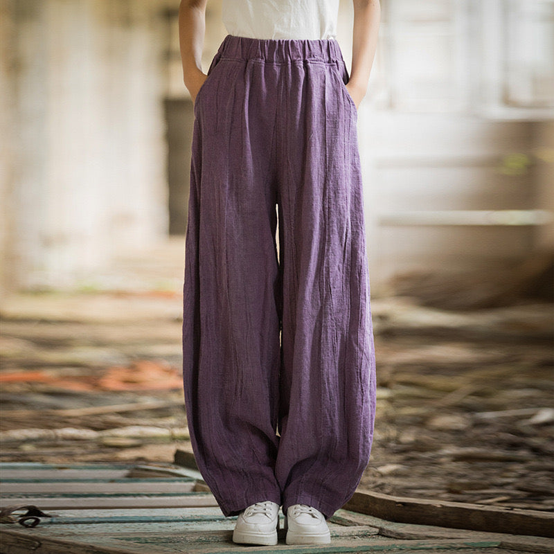 The Dao 道 of Zen Art Flow Pants • Straight Leg Pants • Tie Dye Folds • Linen Ramie Sunscreen Layer • Thick, Breathable, Durable