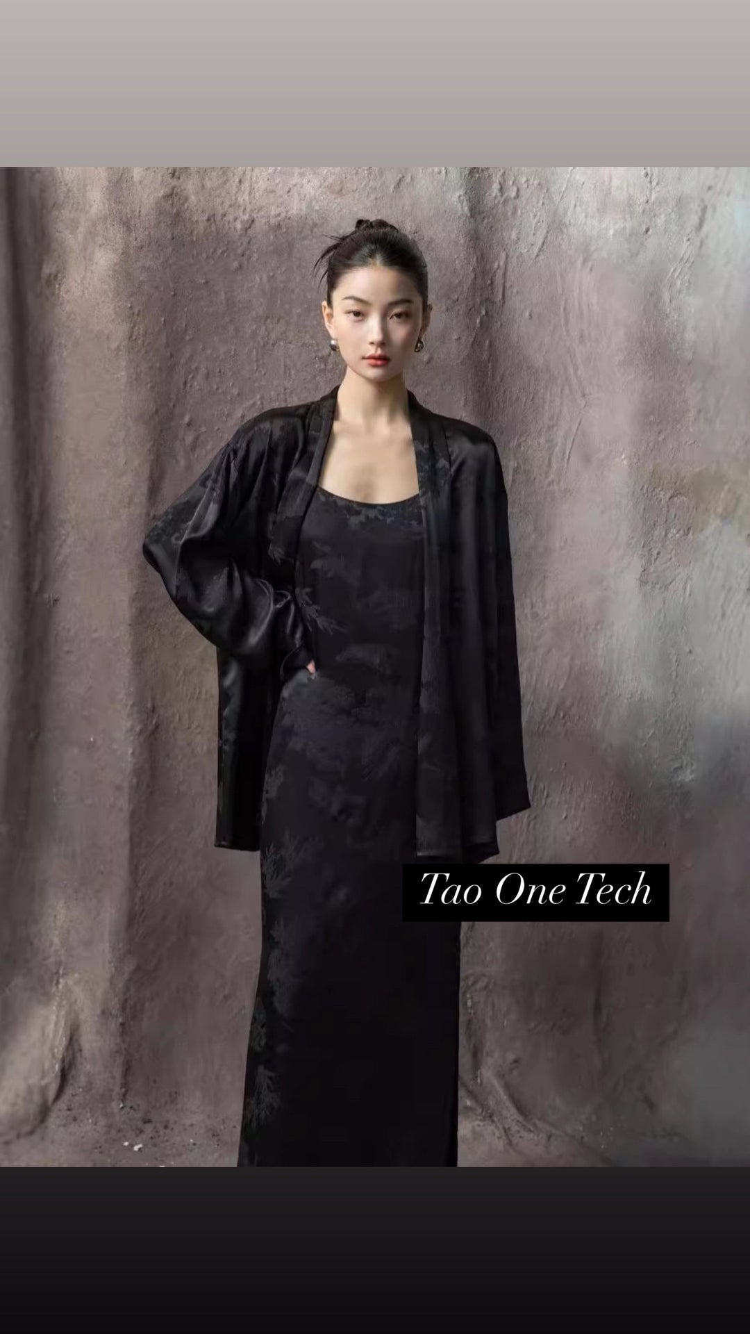 Tao One Tech™ • Floral Jacquard Kimono • with Lace-Up Tassels • Silky Rayon