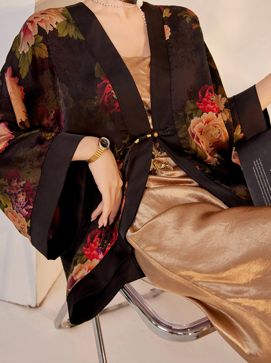 Tao One Tech™ • Zen Floral Kimono • Peony Jacquard Art • Silky • Flowy