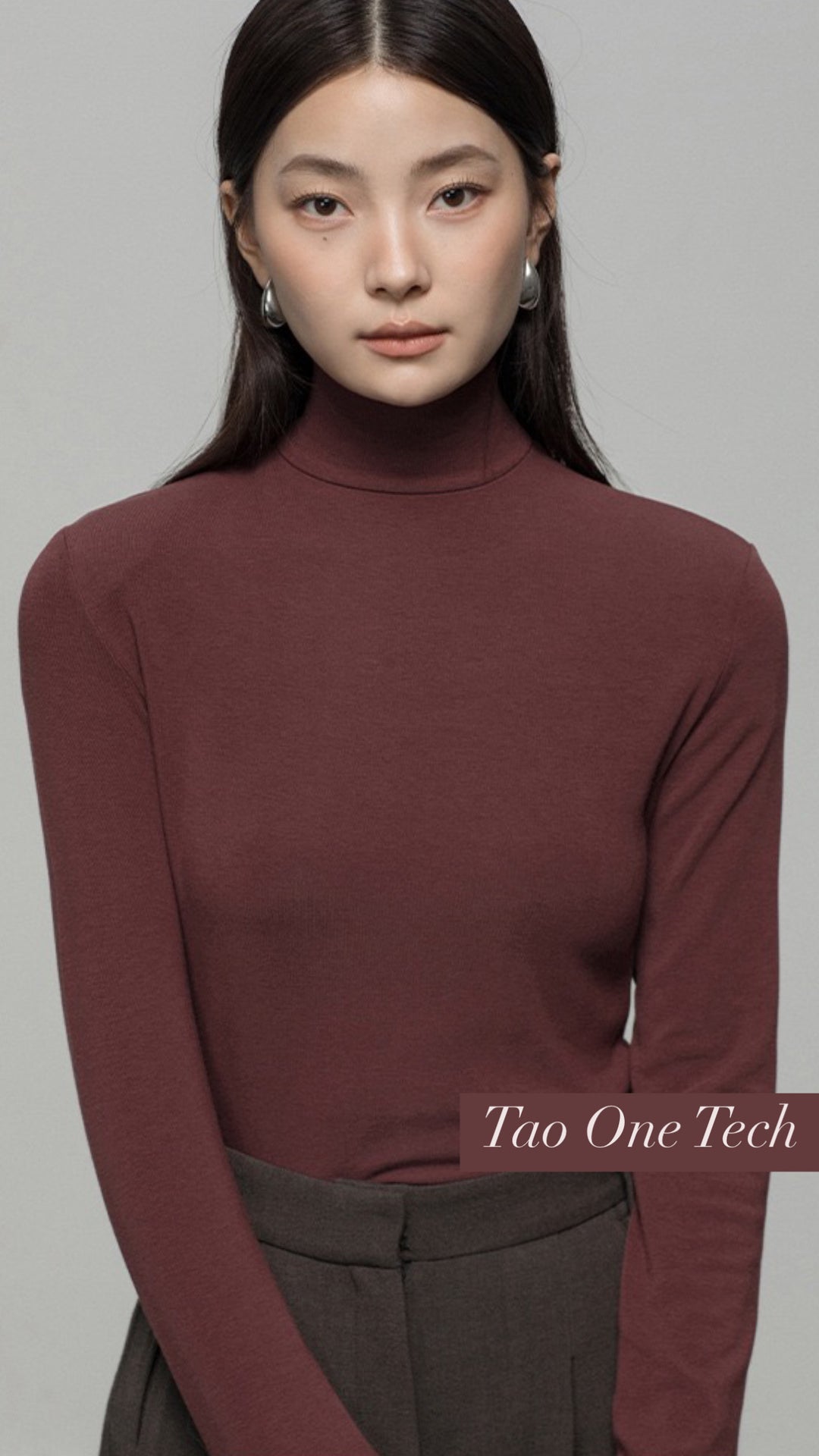 Tao One Tech™ • Zen Half Turtleneck Sweater • Soothing Washable Cotton Viscose Wool Knit • Breathable Thermal Qi Layering