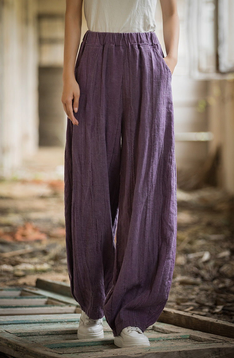 The Dao 道 of Zen Art Flow Pants • Straight Leg Pants • Tie Dye Folds • Linen Ramie Sunscreen Layer • Thick, Breathable, Durable