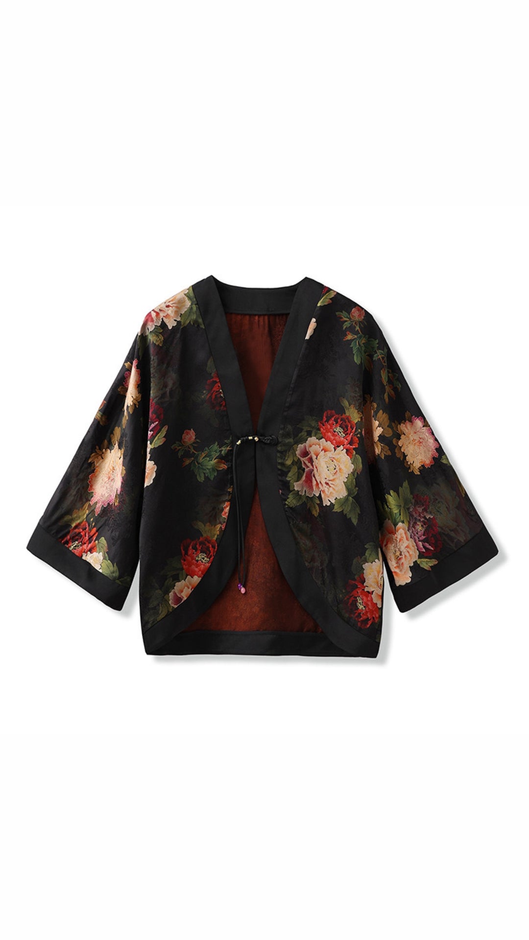 Tao One Tech™ • Zen Floral Kimono • Peony Jacquard Art • Silky • Flowy