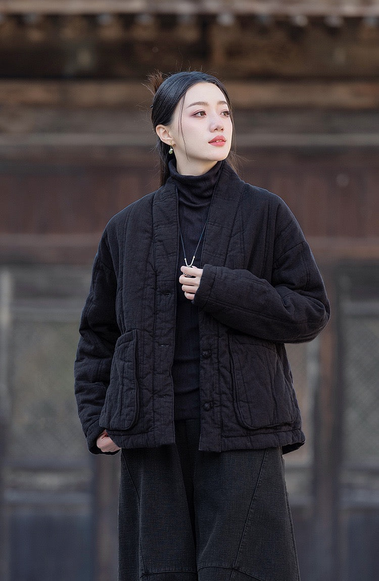 Tao Triple Tech™ • Zen Kimono Puffer Jacket • Triple Quilt • Triple-Layer Quilting Integration • Thermal Qi Flow • Tech Pockets • Plant-Based • Ramie Cotton • Gender Neutral