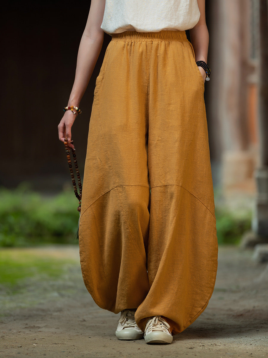 Tao One Tech™ • Zen Meditation Pants • Tai Chi Pants • Tech Pockets • 16 Colours • Sizes S-L • Ramie Cotton • With Optional Cozy Warmth in Plush Gold Velvet Lining • Gender Neutral