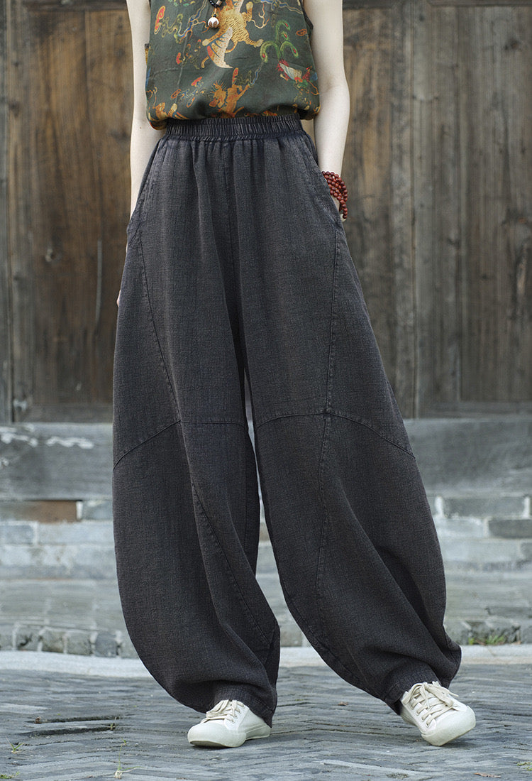 Tao One Tech™ • Zen Meditation Pants • Tai Chi Pants • Tech Pockets • 16 Colours • Sizes S-L • Ramie Cotton • With Optional Cozy Warmth in Plush Gold Velvet Lining • Gender Neutral