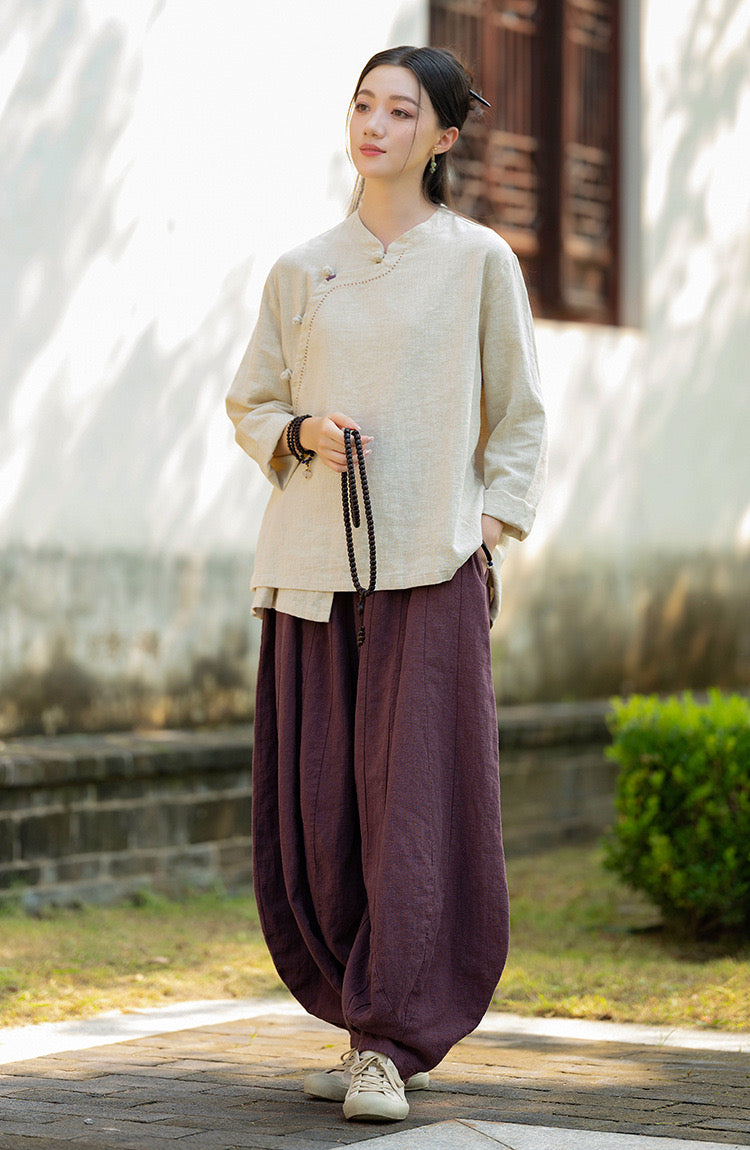 Tao One Tech™ • Zen Kimono Wrap Cardigan Shirt • 7 Buttons • Ramie Bamboo Cotton