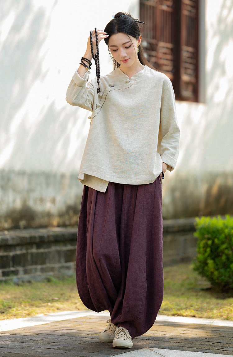 Tao One Tech™ • Zen Kimono Wrap Cardigan Shirt • 7 Buttons • Ramie Bamboo Cotton