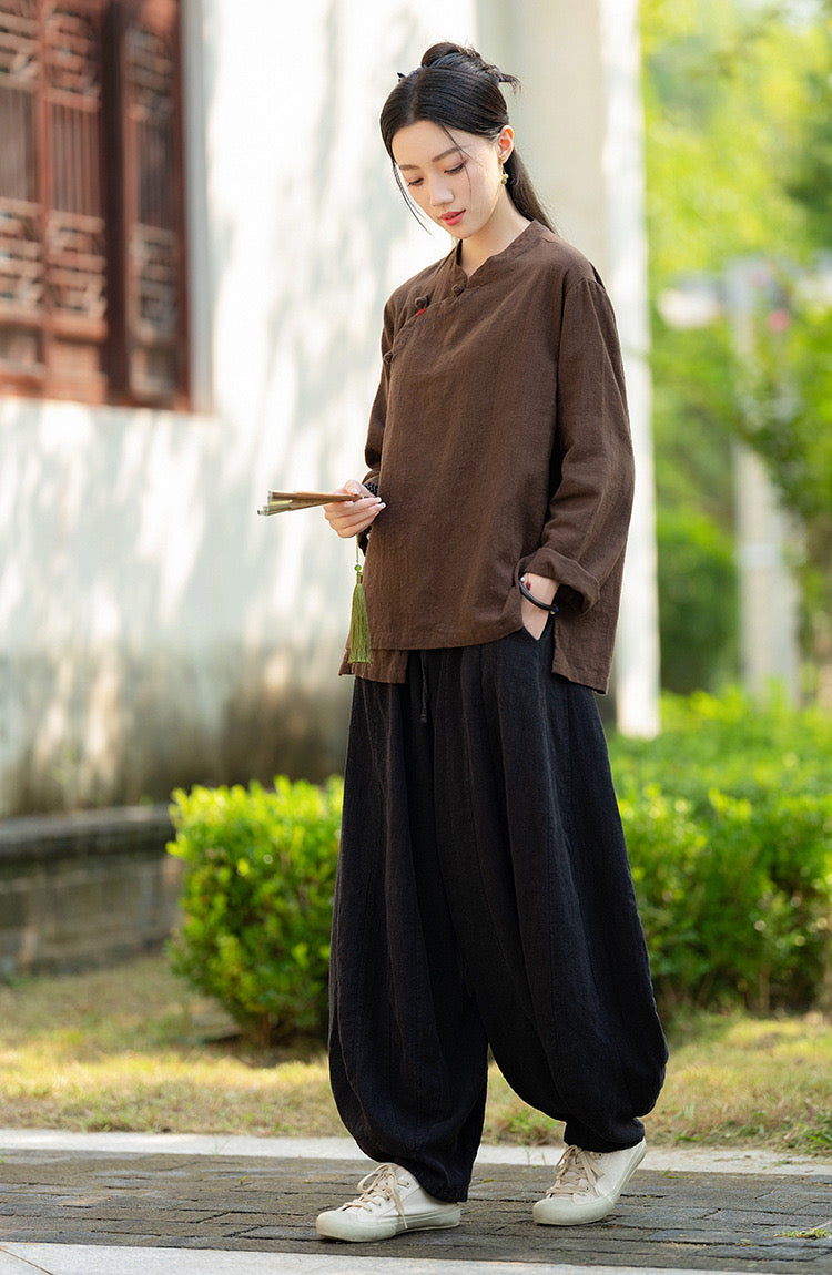 Tao One Tech™ • Zen Kimono Wrap Cardigan Shirt • 7 Buttons • Ramie Bamboo Cotton