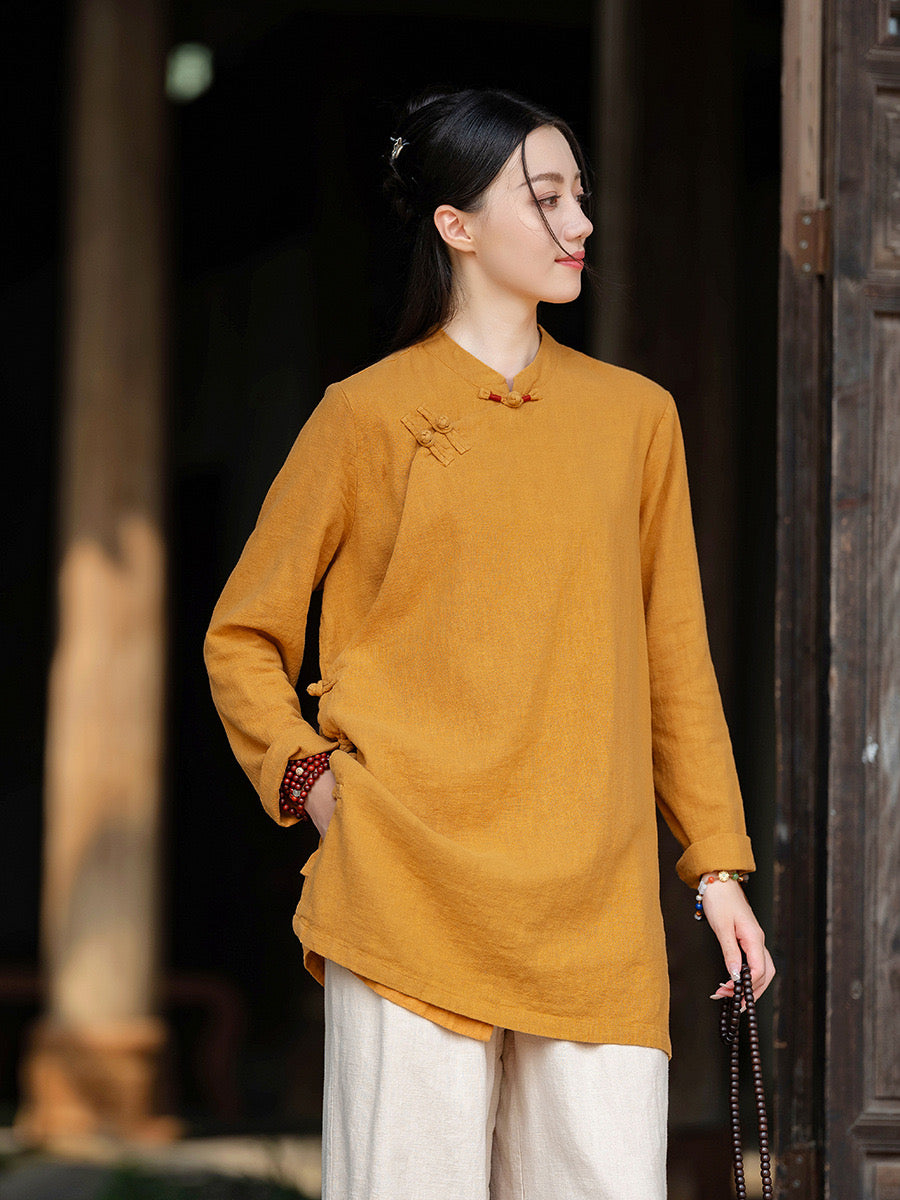 Tao One Tech™ • Zen Tea Meditation Shirt • 7 Buttons • Ramie Bamboo Cotton