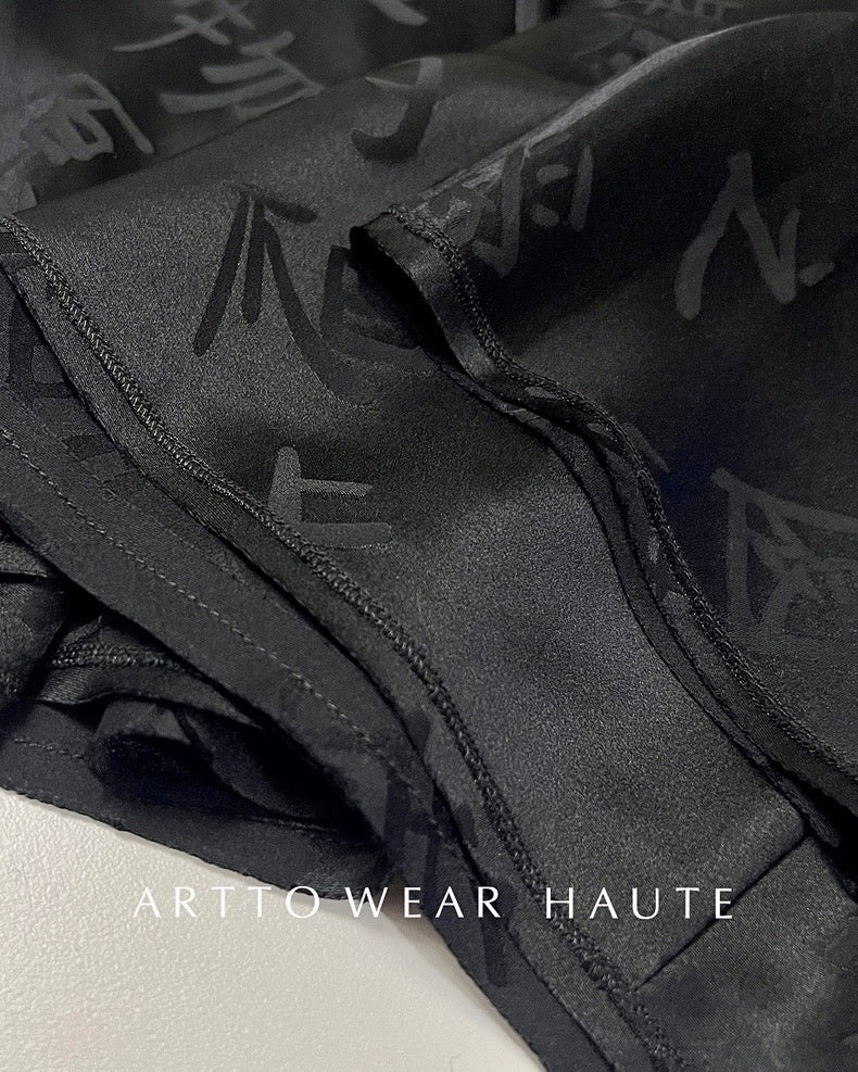 Tao One Tech™ Calligraphy Art Shirt • Mulberry Silk Jacquard • 6A Grade • Fairy Flow • Pre-Order • Art Haute Couture • Limited Edition