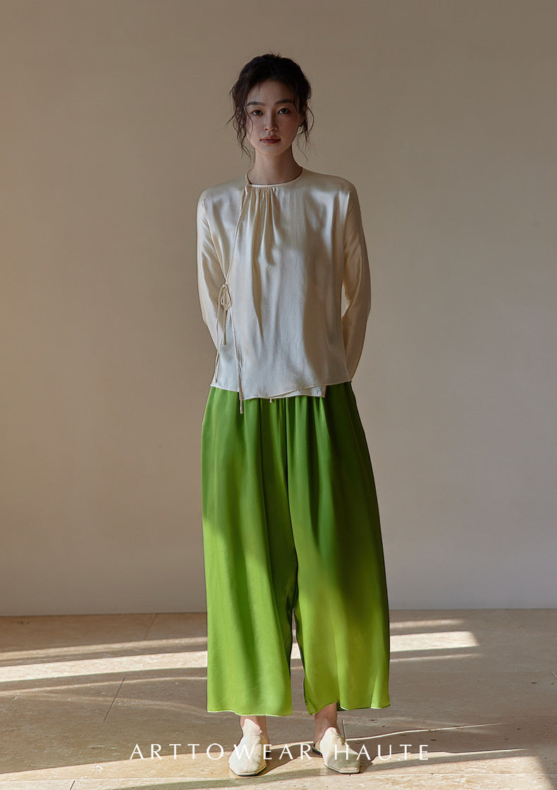 Tao One Tech™ Jade Flow Pants • Mulberry Silk • 6A Grade • Pre-Order • Art Haute Couture • Limited Edition