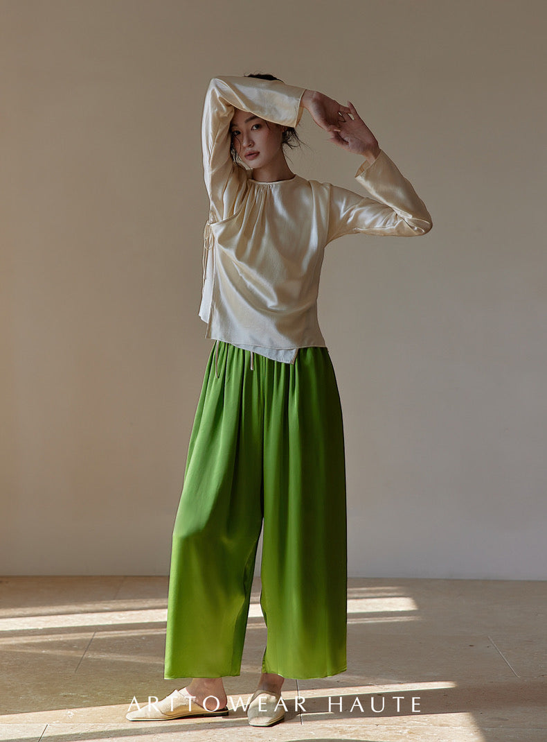 Tao One Tech™ Jade Flow Pants • Mulberry Silk • 6A Grade • Pre-Order • Art Haute Couture • Limited Edition