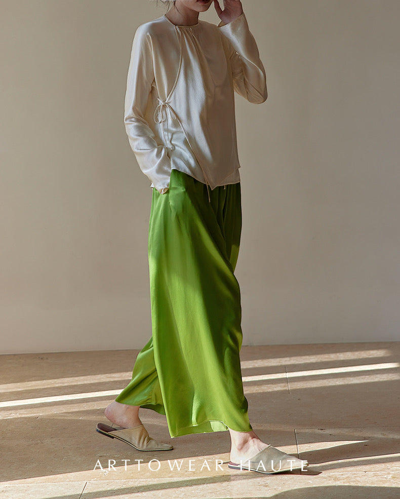 Tao One Tech™ Jade Flow Pants • Mulberry Silk • 6A Grade • Pre-Order • Art Haute Couture • Limited Edition