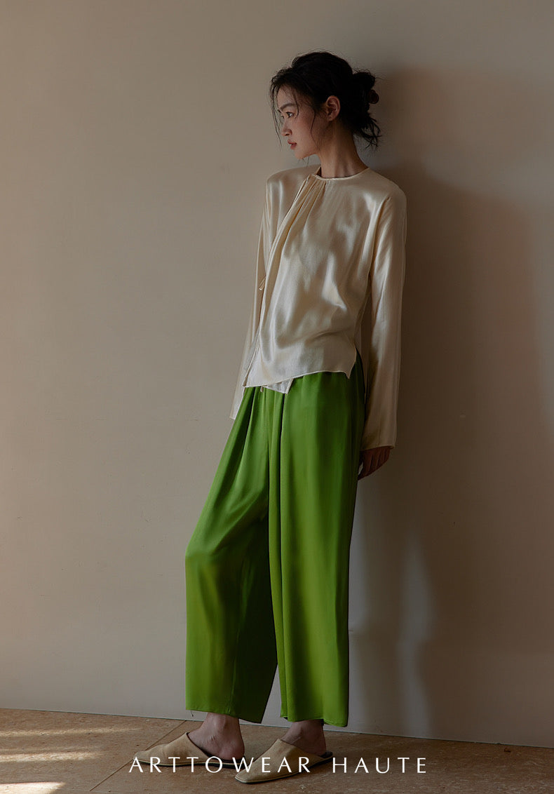 Tao One Tech™ Jade Flow Pants • Mulberry Silk • 6A Grade • Pre-Order • Art Haute Couture • Limited Edition