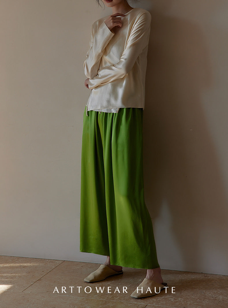 Tao One Tech™ Jade Flow Pants • Mulberry Silk • 6A Grade • Pre-Order • Art Haute Couture • Limited Edition