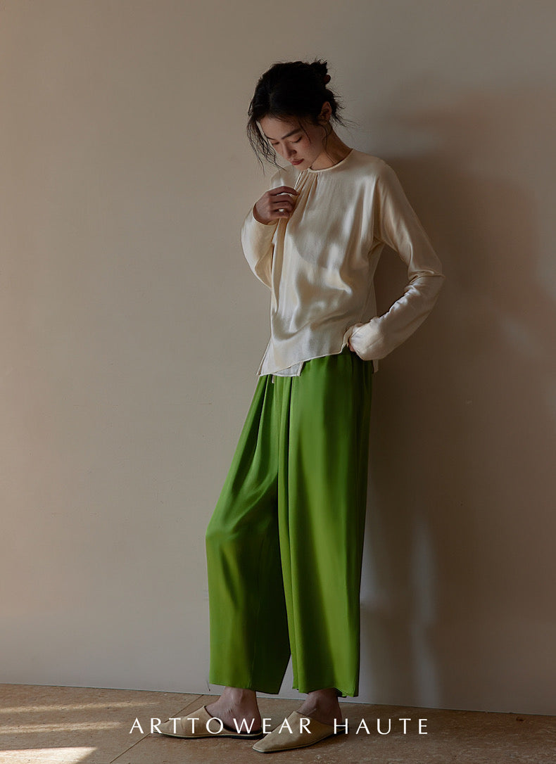 Tao One Tech™ Jade Flow Pants • Mulberry Silk • 6A Grade • Pre-Order • Art Haute Couture • Limited Edition