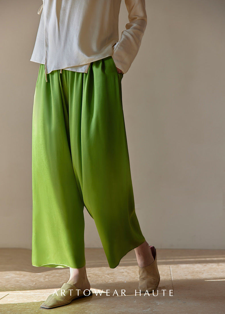 Tao One Tech™ Jade Flow Pants • Mulberry Silk • 6A Grade • Pre-Order • Art Haute Couture • Limited Edition