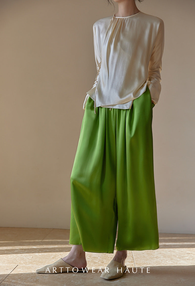 Tao One Tech™ Jade Flow Pants • Mulberry Silk • 6A Grade • Pre-Order • Art Haute Couture • Limited Edition