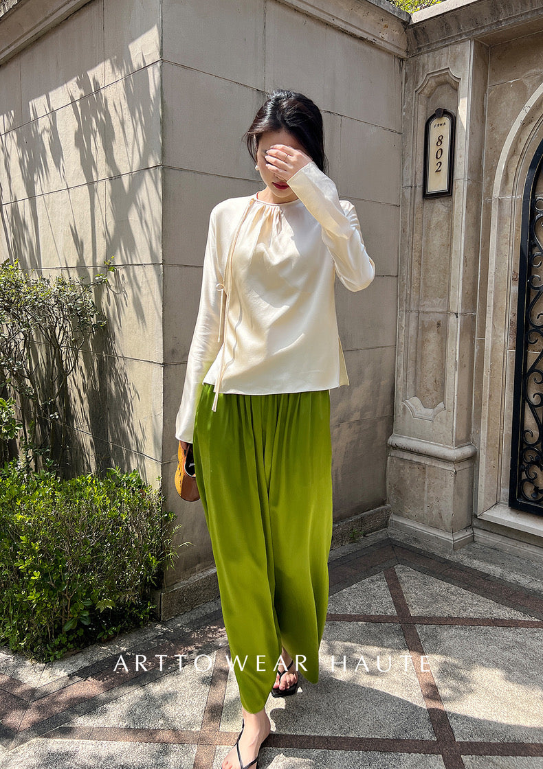 Tao One Tech™ Jade Flow Pants • Mulberry Silk • 6A Grade • Pre-Order • Art Haute Couture • Limited Edition