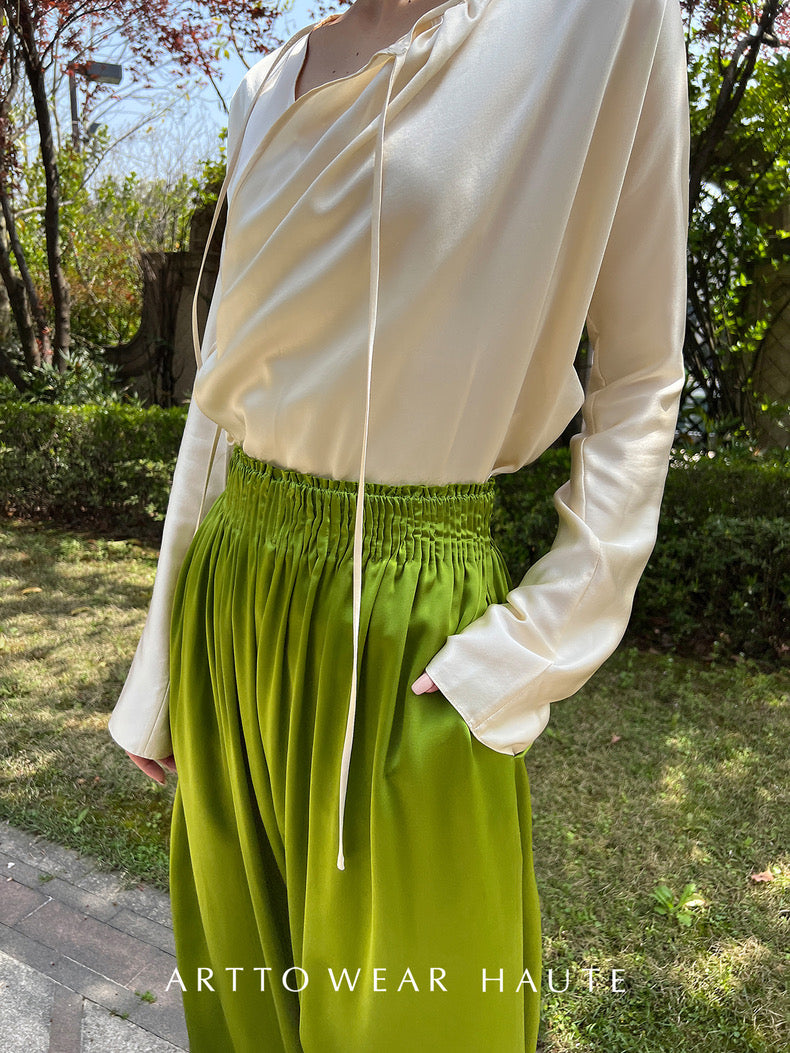 Tao One Tech™ Jade Flow Pants • Mulberry Silk • 6A Grade • Pre-Order • Art Haute Couture • Limited Edition