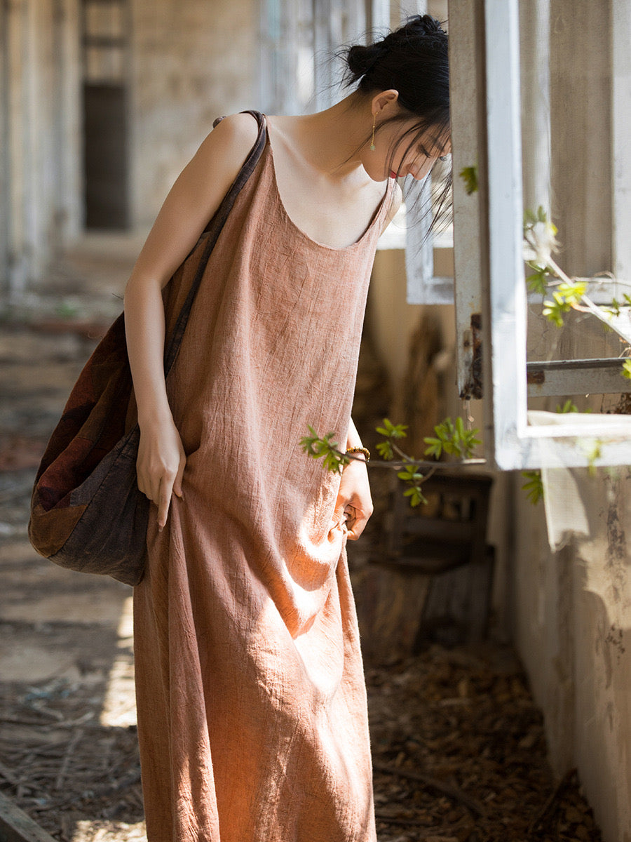 Tao One Tech™ • Long Strap Dress • Tie Dye • Linen Cotton