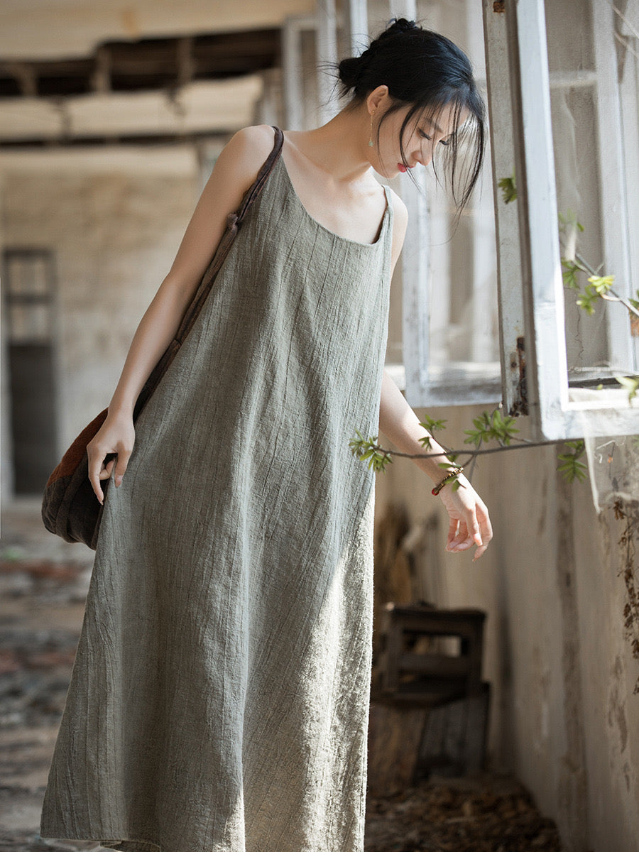 Tao One Tech™ • Long Strap Dress • Tie Dye • Linen Cotton