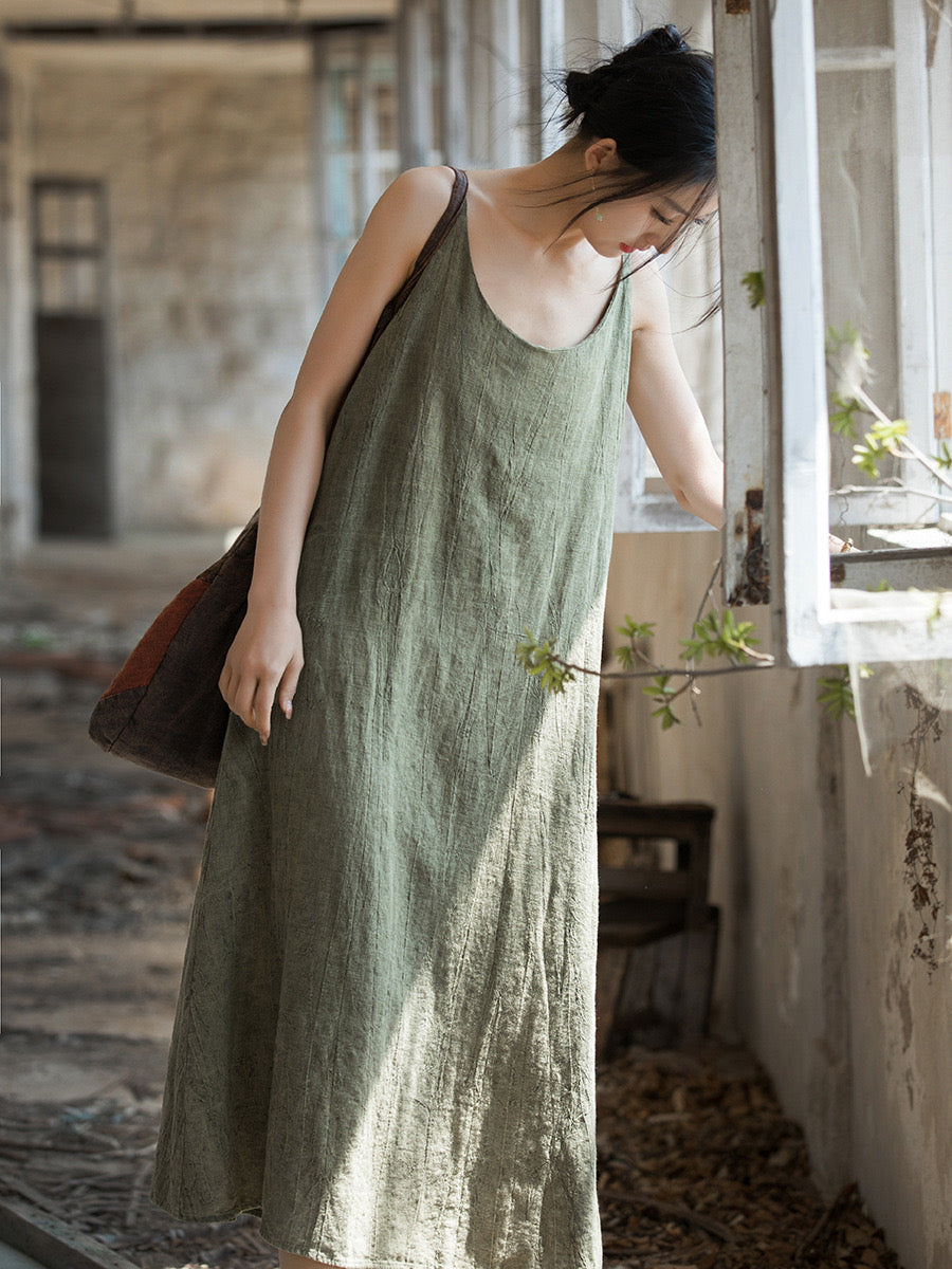 Tao One Tech™ • Long Strap Dress • Tie Dye • Linen Cotton