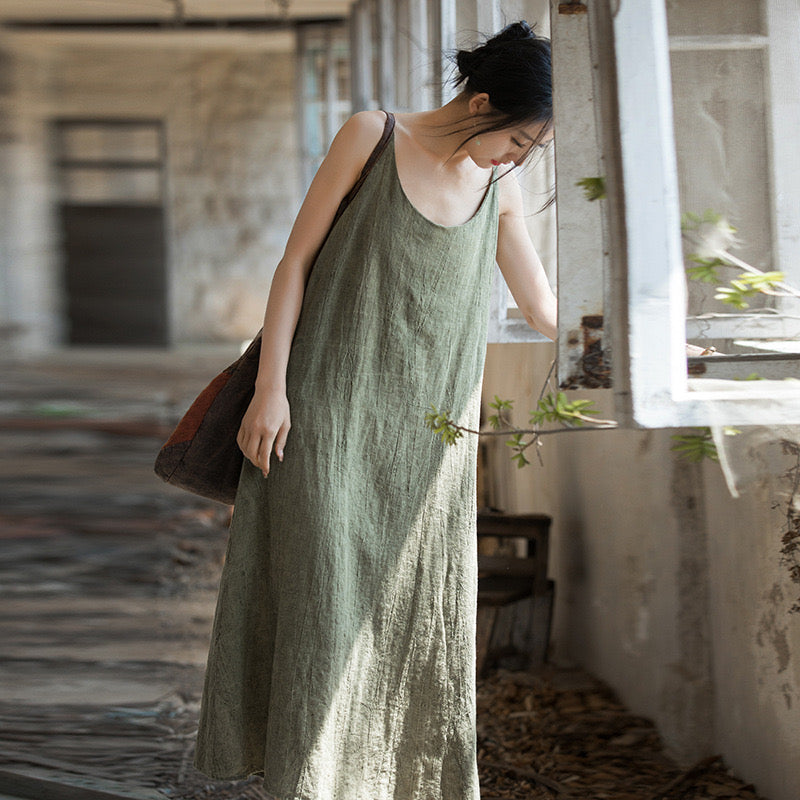 Tao One Tech™ • Long Strap Dress • Tie Dye • Linen Cotton