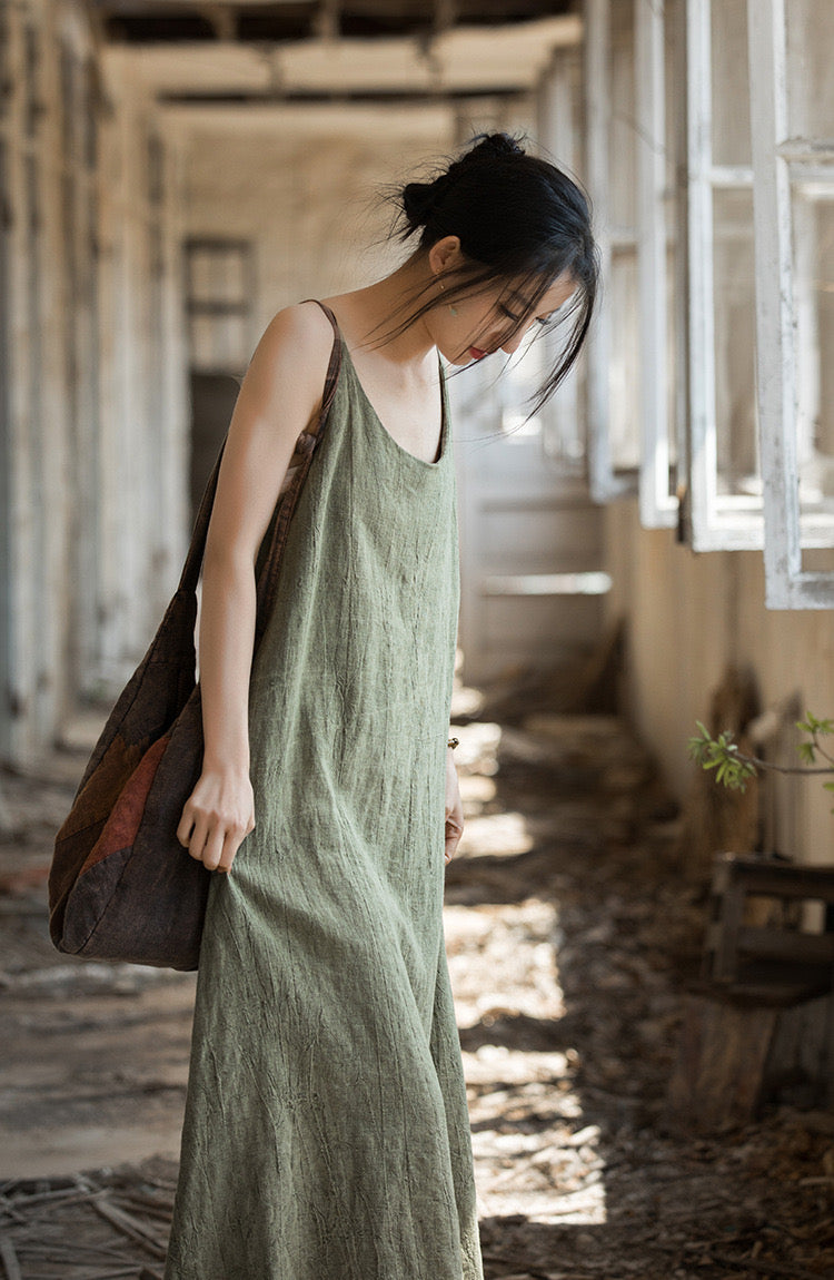 Tao One Tech™ • Long Strap Dress • Tie Dye • Linen Cotton