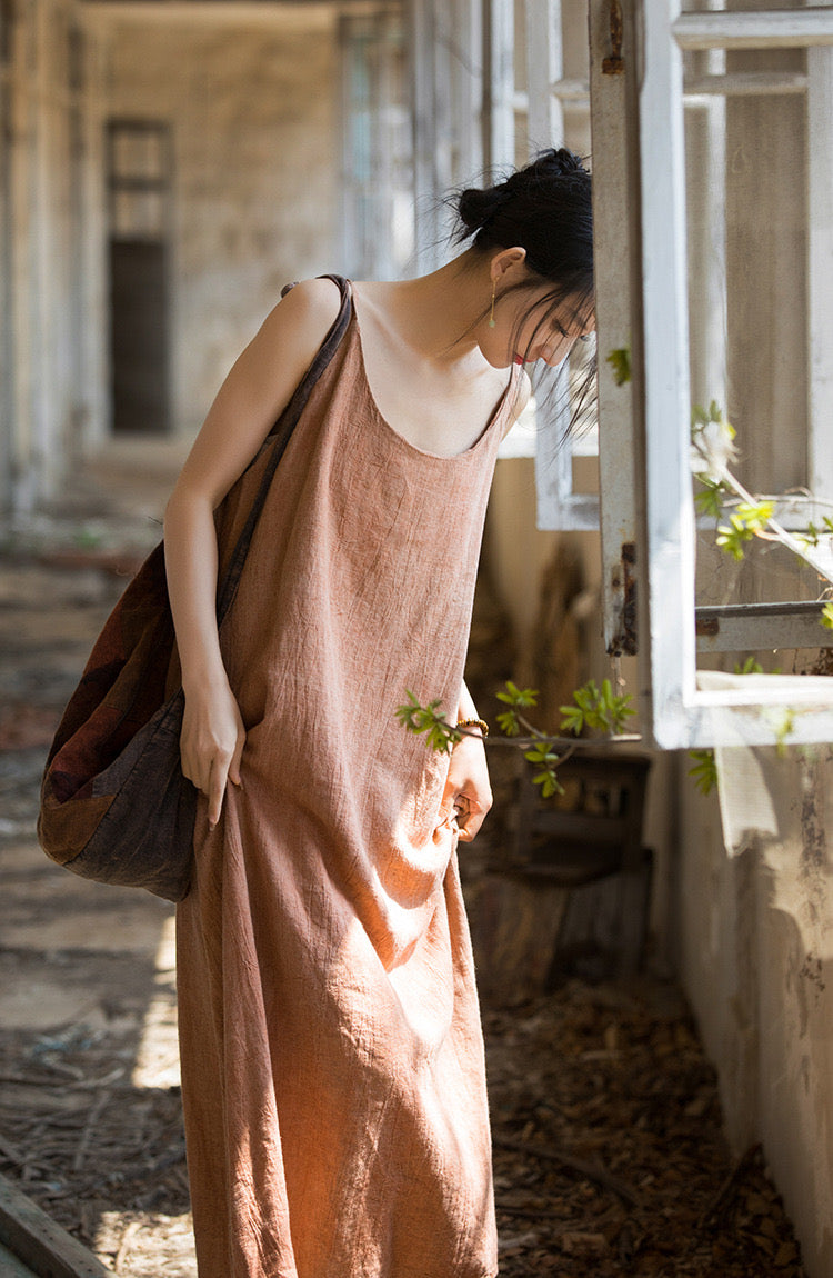 Tao One Tech™ • Long Strap Dress • Tie Dye • Linen Cotton