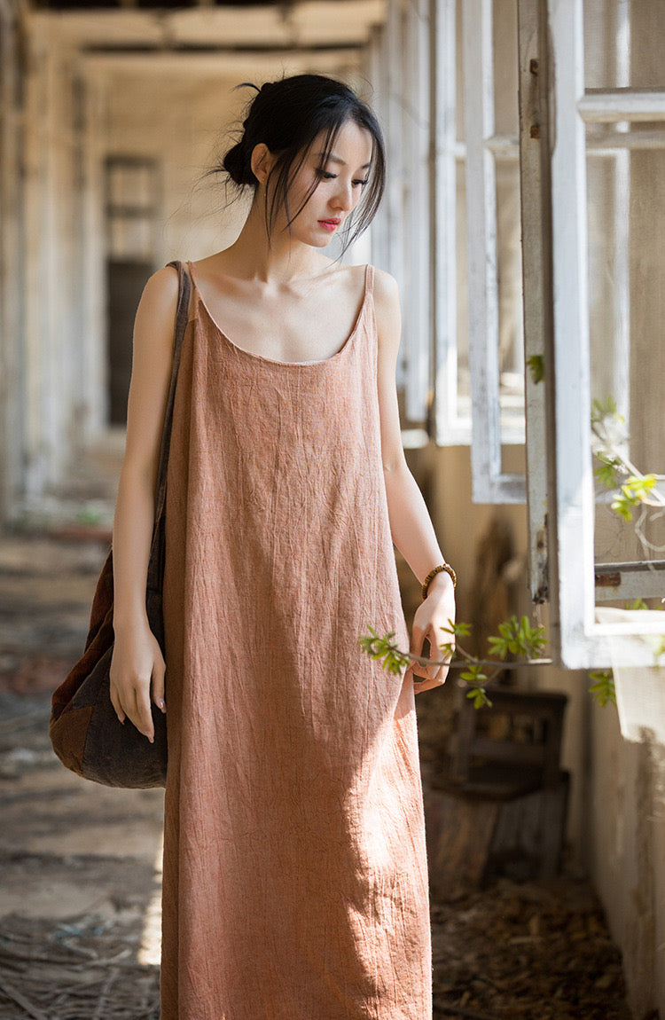 Tao One Tech™ • Long Strap Dress • Tie Dye • Linen Cotton