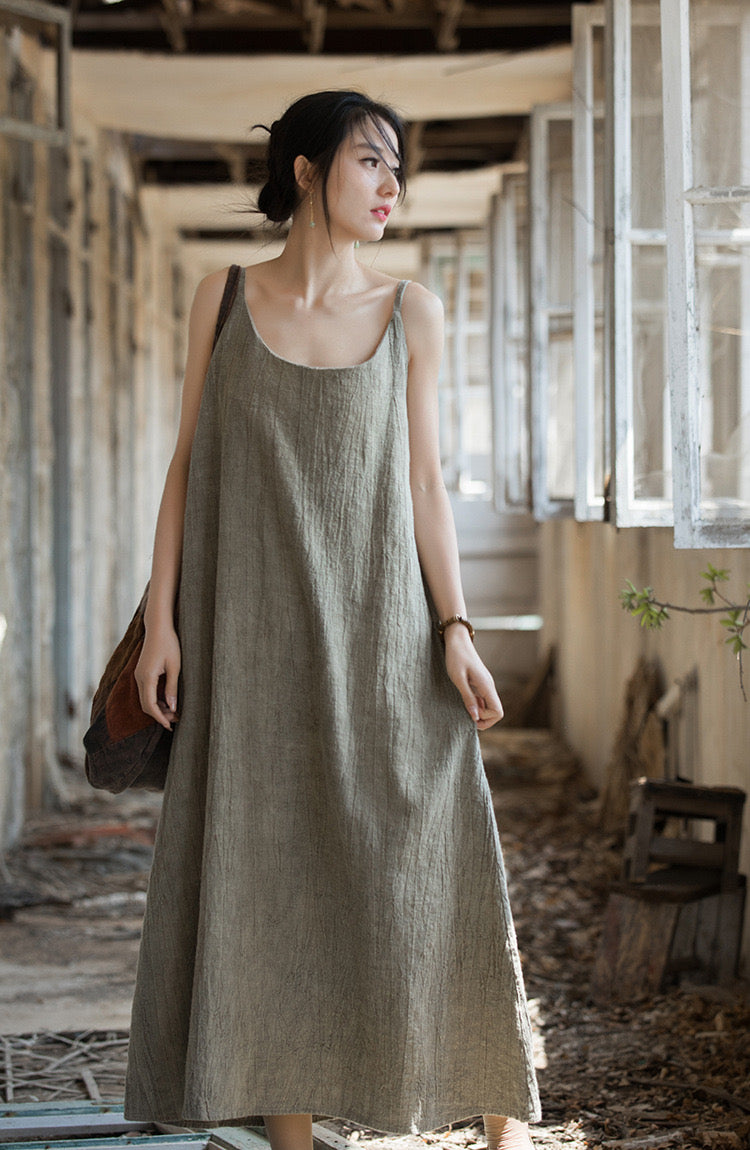 Tao One Tech™ • Long Strap Dress • Tie Dye • Linen Cotton