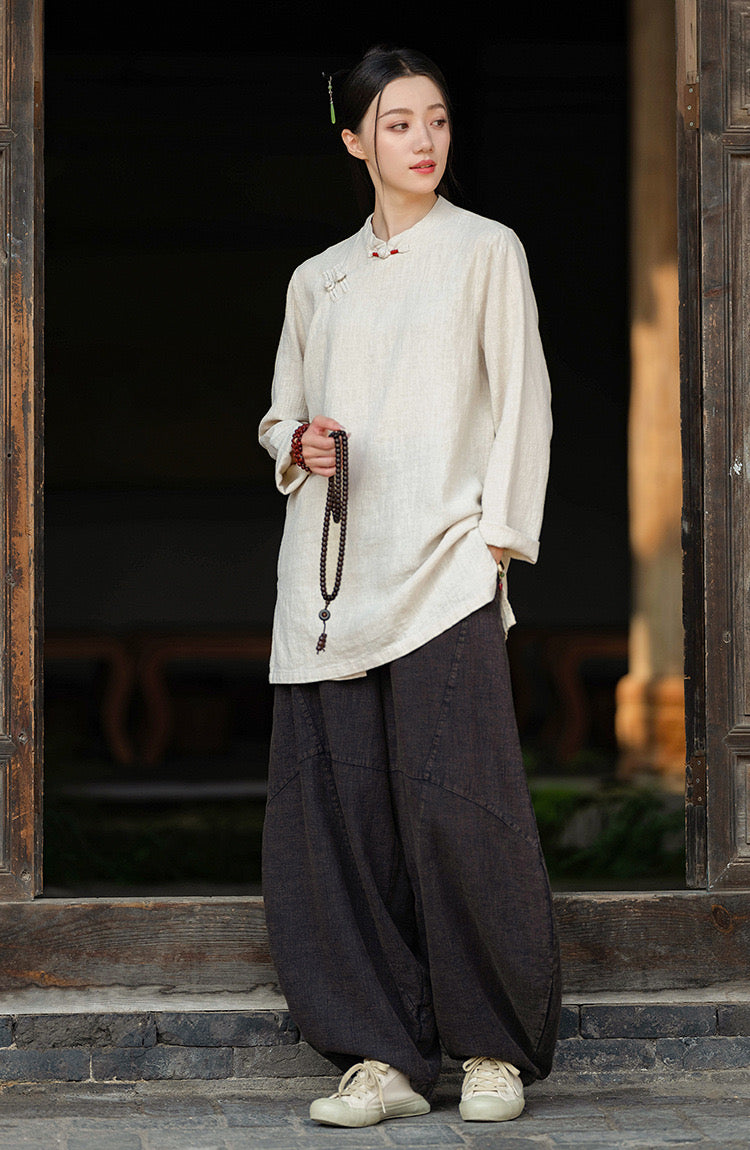 Tao One Tech™ • Zen Tea Meditation Shirt • 7 Buttons • Ramie Bamboo Cotton