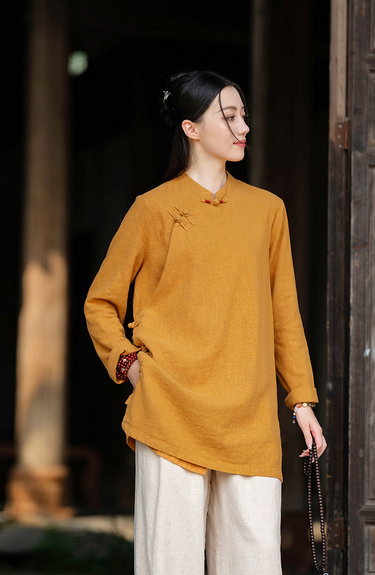 Tao One Tech™ • Zen Tea Meditation Shirt • 7 Buttons • Ramie Bamboo Cotton